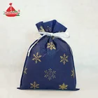 Huadefeng High Quality Grey Satin Ribbon Drawstring Custom Blue Jewelry Pouch Bag