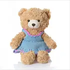 Loveable Teddy Bear Logo Branded Promotional Plush Toy Bear with Customized Knit Dress