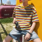 Tshirt Custom High Quality 180Grams Cotton Mix Spandex Custom Color Anti-shrink Soft Man Stripe Tshirt
