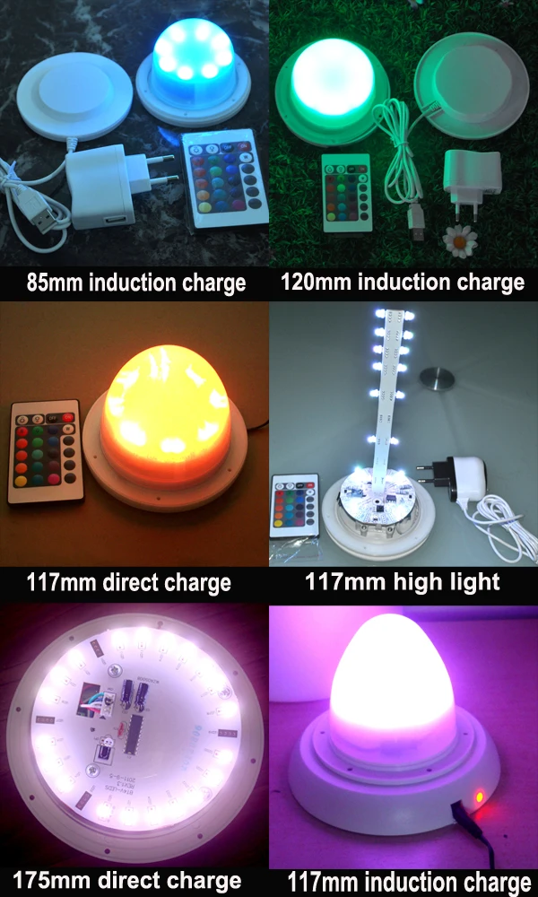 more rechargeable waterproof remote control 16 colors led light