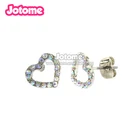 Unique Fashion Women Jewelry Outline Heart Stud Earrings with Aurora Borealis Crystal Silver Tone