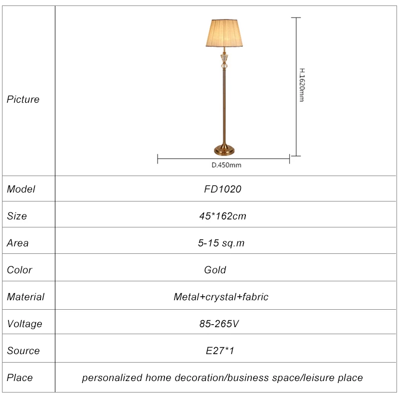 Modern New Design Indoor Bedroom Decoration Hotel Crystal Floor Lamp