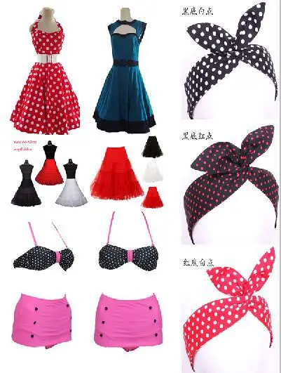 apparel walson wholesale new design cotton Polka Dot Bandage halter 1950s vintage dress 4599-3