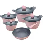 die cast aluminum 10pcs cookware set marble coating with dots