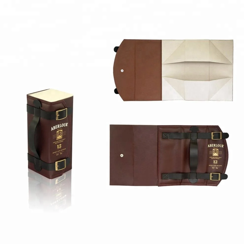Custom Portable Wine Packing Box Folding Leather Single Wine Gift Box
