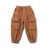 Spring And Autumn Children's Solid Color Overalls Boys Casual Trousers Baggy Pants Cargo pants