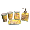 Hot sale chaozhou flower ceramics bathroom toilet sets home bathroom accessories body lotion bottle set 0f 5 pcs