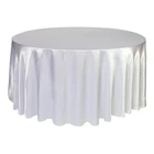 polyester white silver party home hotel banquet wedding 120 inch satin round table cloth