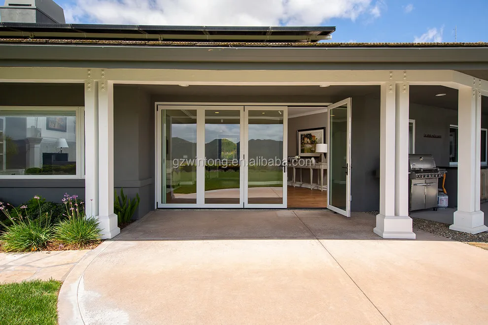 Inward And Outward Folding Door System Available Double Glass Patio Folding Door With Bi-Folding Screen Door Philippines