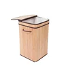Household Handmade Extra Large Natural Easily Washable Portable Tall Clothing Square Bamboo Laundry Hamper With Cloth Liner