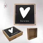 high quality solid wood sign box for decoration with metal printing on surface