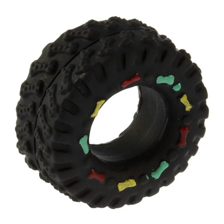 Free shipping Animal Sounds Tire Shape Pet Dog Toy Puppy Cat Chews Squeaky Rubber Toys Squeaking 8*4cm tire pet toys