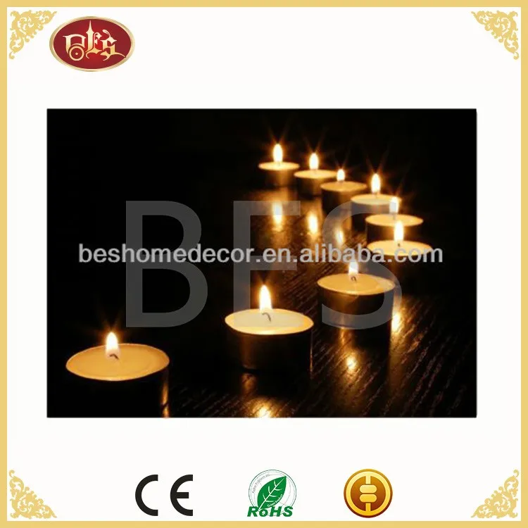 LED candle canvas,light up candle picture,flickering wall painting, View flickering wall