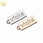 Personalized custom company brand logo charm silver metal jewelry tags