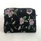 Factory direct sale velvet embroidery custom cosmetic bag with high quality