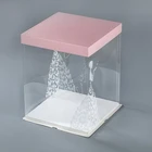 wholesale luxury clear plastic square white cake boxes
