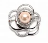 Fashionable sterling silver freshwater pearl lab made diamond brooch