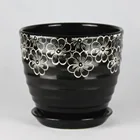 Small Plant Pots Pot Planter Pots Garden Plant Pot Black Small Ceramic Plant Pots Flowerpot Garden Pot Plant Pot Planter 111BS-S5W