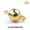 bracelet accessories 14k gold plated copper alloy ball magnetic charm pendant clasps with loops for leather bracelet