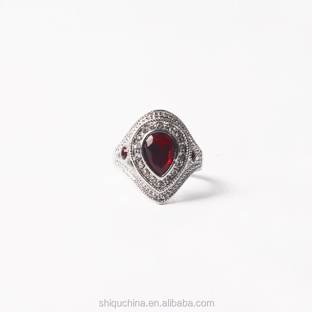 ladies finger ring wedding ring silver material ruby stone