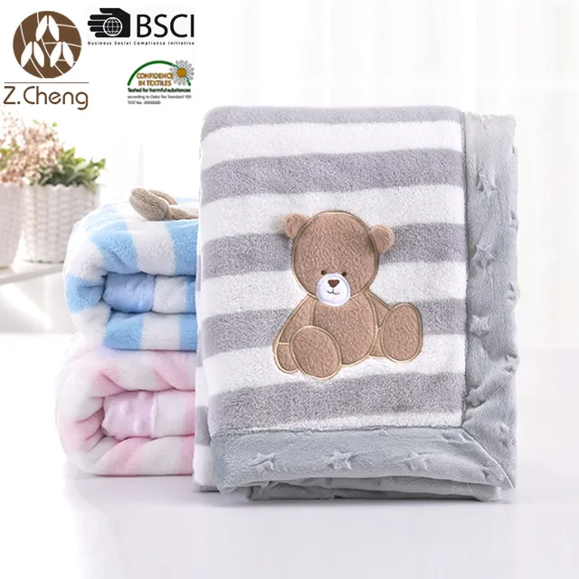 Cheap Wholesale Extra Soft Custom Embroidered Fleece Bed Throw Blanket Fleece Crib Wrap Wholesale Baby Wrap Custom