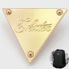 Triangle Customized Size Glossy Light Golden Metal Name Plate Raised Logo Label for Suitcases