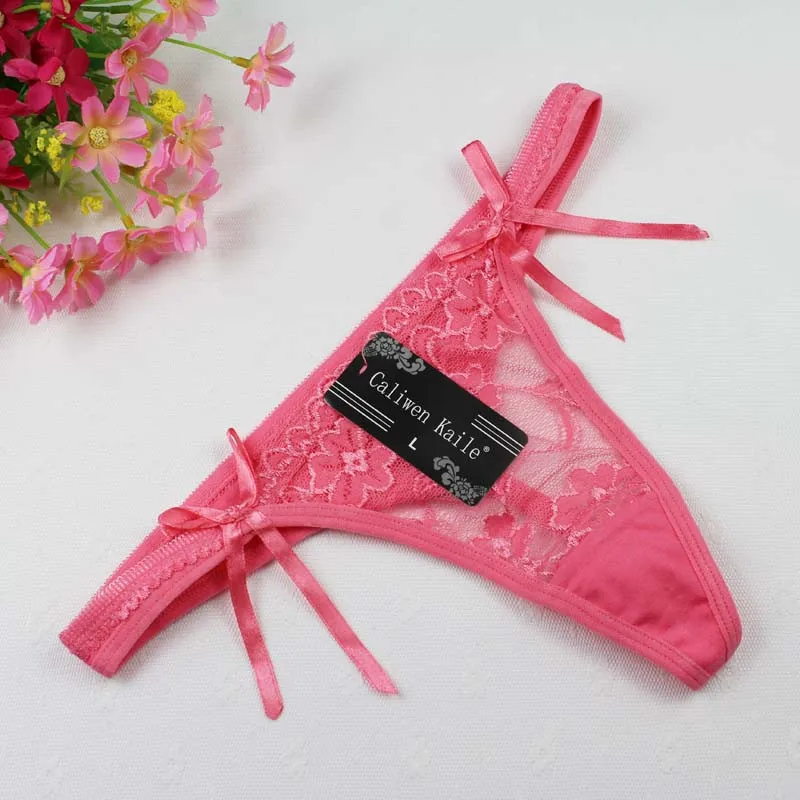 Stock Newest lady bowknot Sey G String underwear Women Lace Transprent Low Waist seamless panties see through Thongs Underwear B