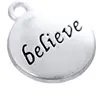 Engraved Floating DIY Metal Jewelry Accessories Custom Texts Letter Believe Round Disc Pendant Charm for Bracelet Making