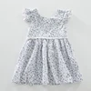 Summer Children Frocks Designs Girls Party Wear Princess Floral Cotton Dress Waist Lace Frontal