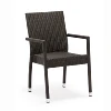 Modern Black Metal Aluminium Rattan Plastic Materials For Weaving Stackable Outdoor Chairs