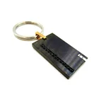 Stainless steel dog theme metal tag plated black key chain with black stones