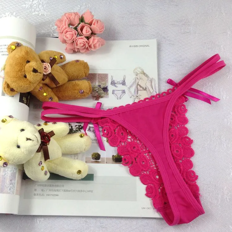 Stock Valentine's Day roses Embroidery transparent sey bandage g strings thongs women panties underwear lace briefs erotic g-str