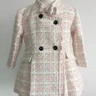 Elegant wholesale winter pink check girl's coat