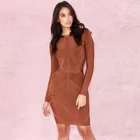 2019 new fashion lady Autumn long sleeve bandage slim dress solid color rayon elegant dresses for women
