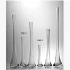 Long neck clear glass flower vase for home decoration table centerpieces