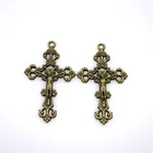 Wholesale metal alloy necklace cross pendants, mini crucifix pendant & charm, antique bronze metal cross