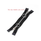 Wholesale Double Ended Zipper With 2 Slider Two Way Copper Open End Metal Zip Zipper For Luggage