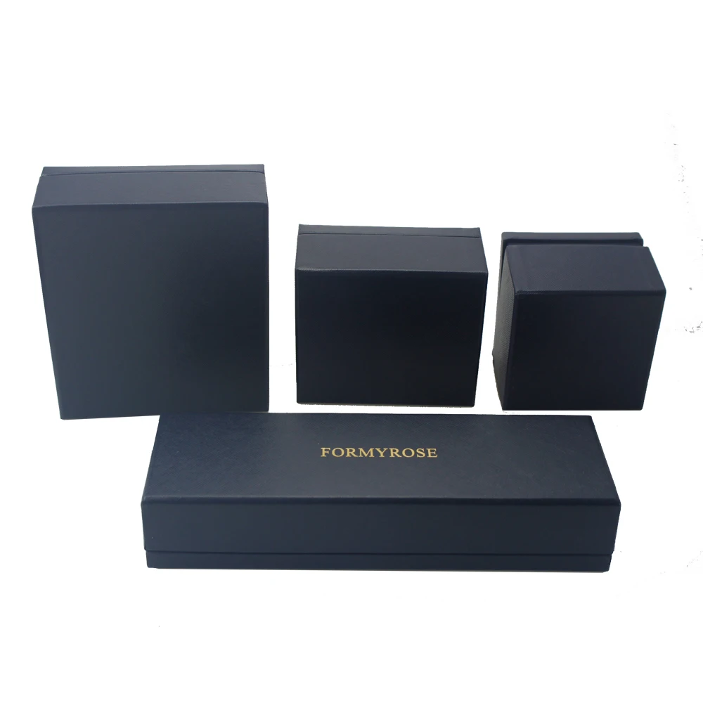 black fancy paper with lid shape for custom paper jewelry box