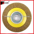 Circular crimped brass plated wire brush 6"