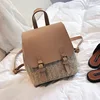 Wholesale summer PU leather and straw bag woven ladies mini straw backpack bag