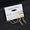 American Multiple Gift Geometric Circle Hoop Earrings Fashion Female 18K Gold Chain Assort Earring Set