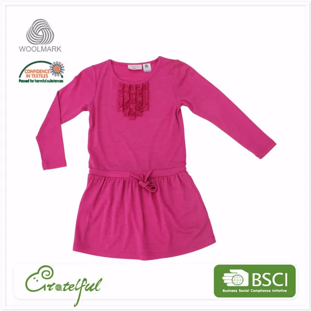 Wholesale merino wool winter baby girl party long sleeve long dress kids children clothes girls