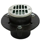 Cast Iron Non-Adjustable Shower Drain / Floor Drain With 3 1/4" Crown Ring Set