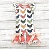 Stock Spring cotton knitted short sleeve printed infant baby girl romper