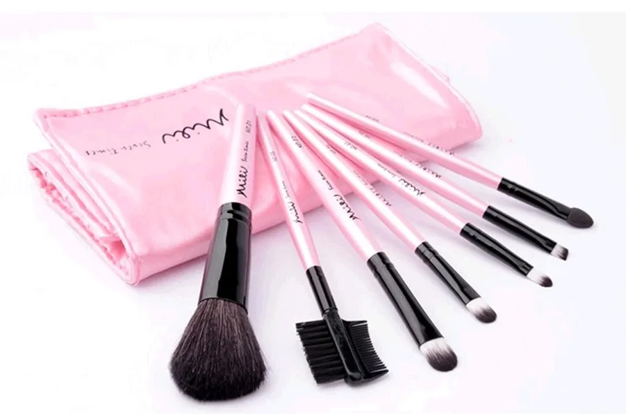 2014 New 7pcs/set Styling Tools Super Soft High Quality Makeup Brushes Set Kit Makeup Brushes With Pink PU Bag