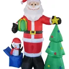 240cm/8FT inflatable santa pick a star from a christmas tree with a penguin around for Christmas