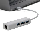 USB 3.1 Type C TO 3 Multi-Port USB 3.0 RJ45 1000M Network Adapter Hub PVC Housing