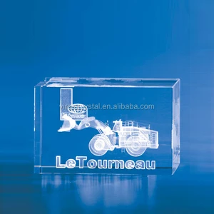 3d laser engraved car model crystal glass cube block for gift