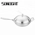 Customized 304 stainless steel frying pan non stick wok with lid