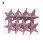 Pink glitter star bubble merry christmas holiday ornaments